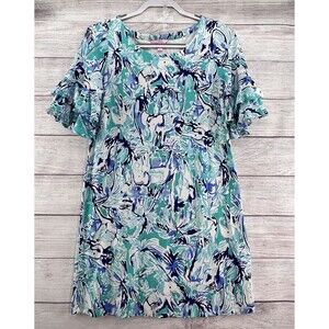Lilly‎ Pulitzer Lula Shift Mini Dress Elephant Print 3/4 Flounce Sleeve Size S